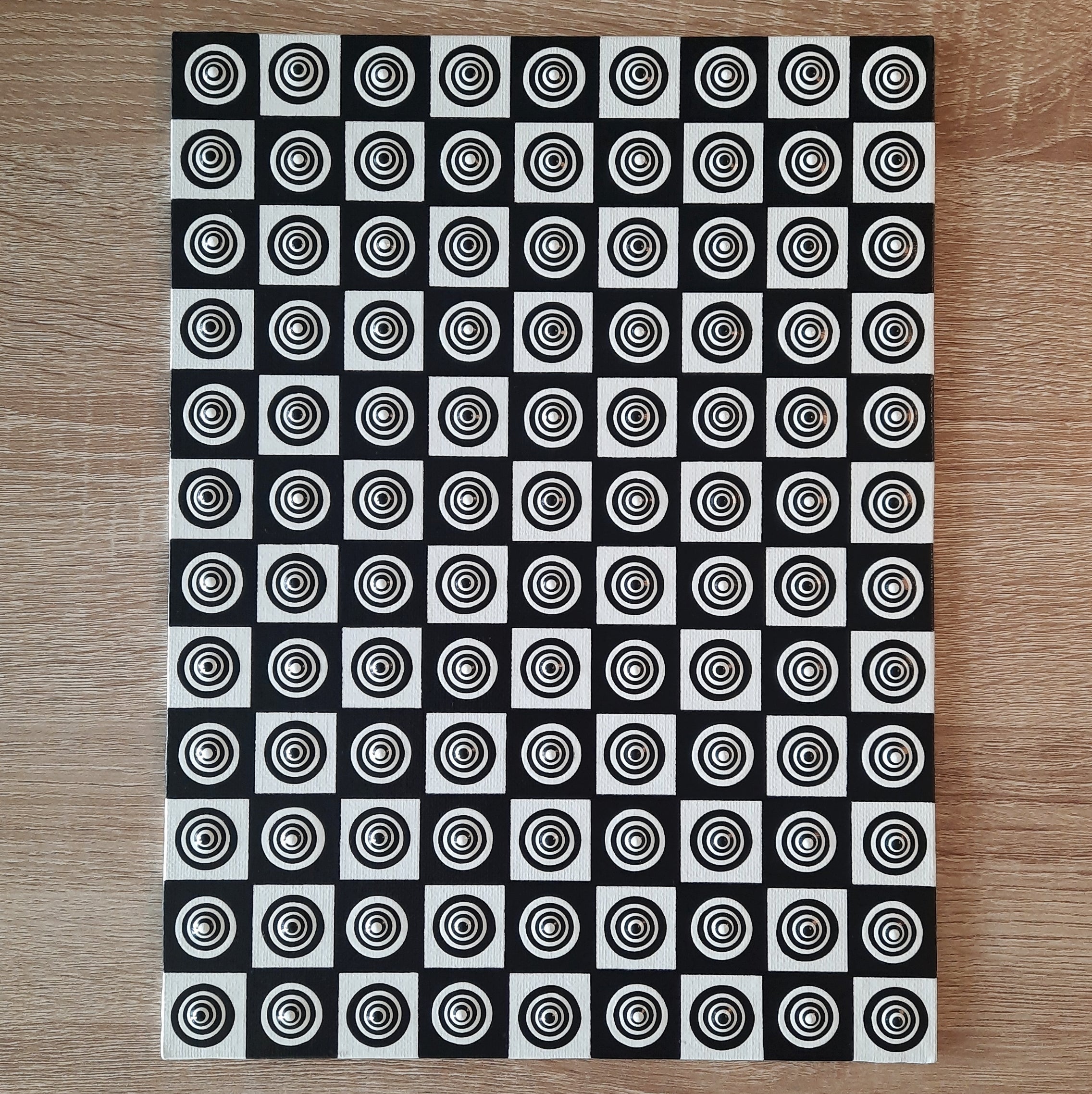 9x12" Black & White Checkered Art