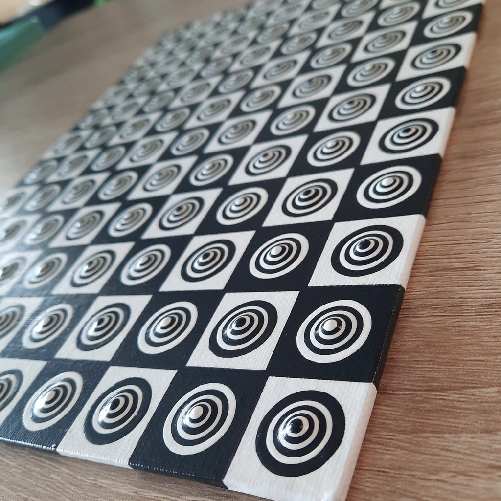 9x12" Black & White Checkered Art