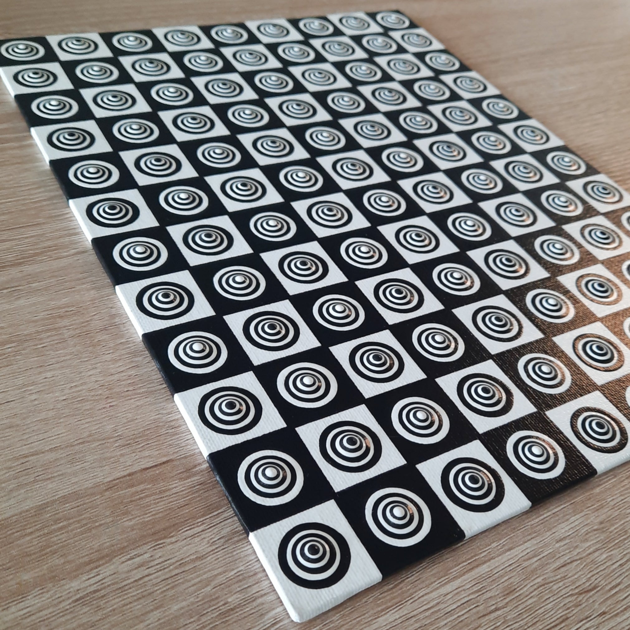 9x12" Black & White Checkered Art