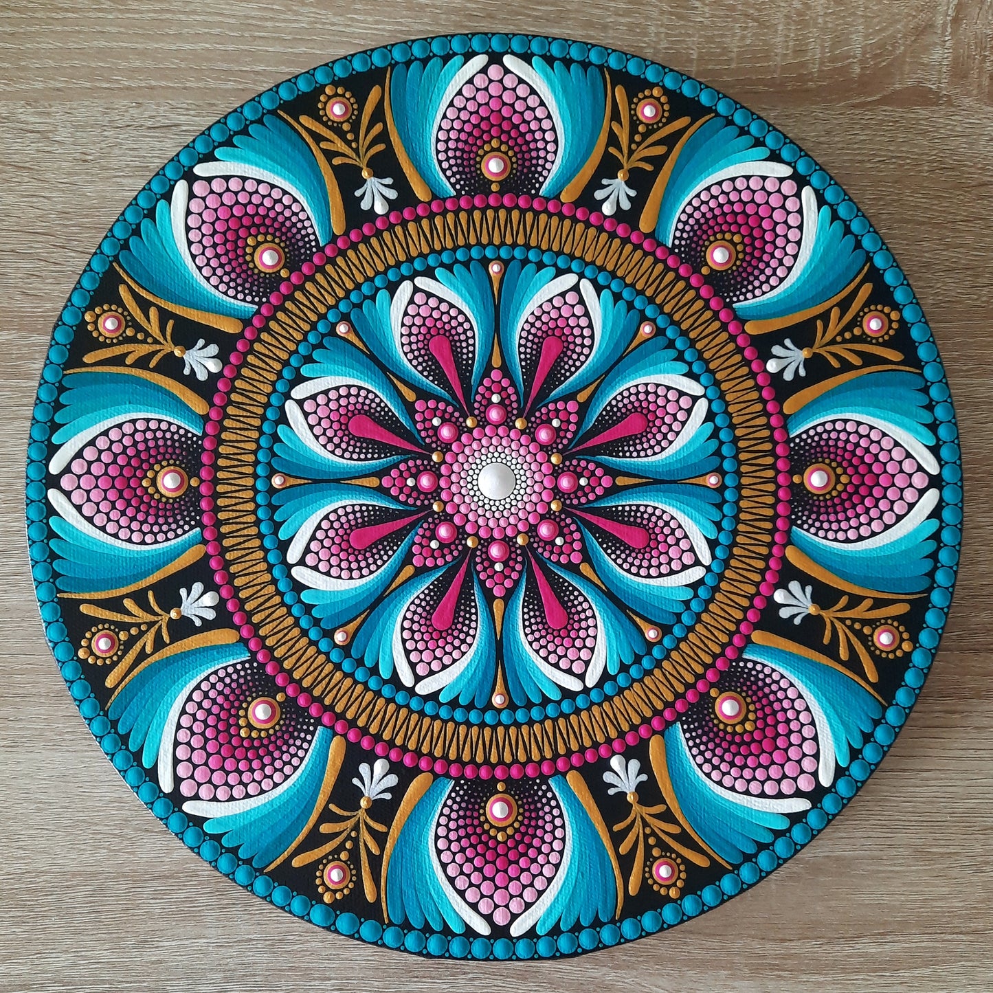 *12" Turquoise & Pink Mandala