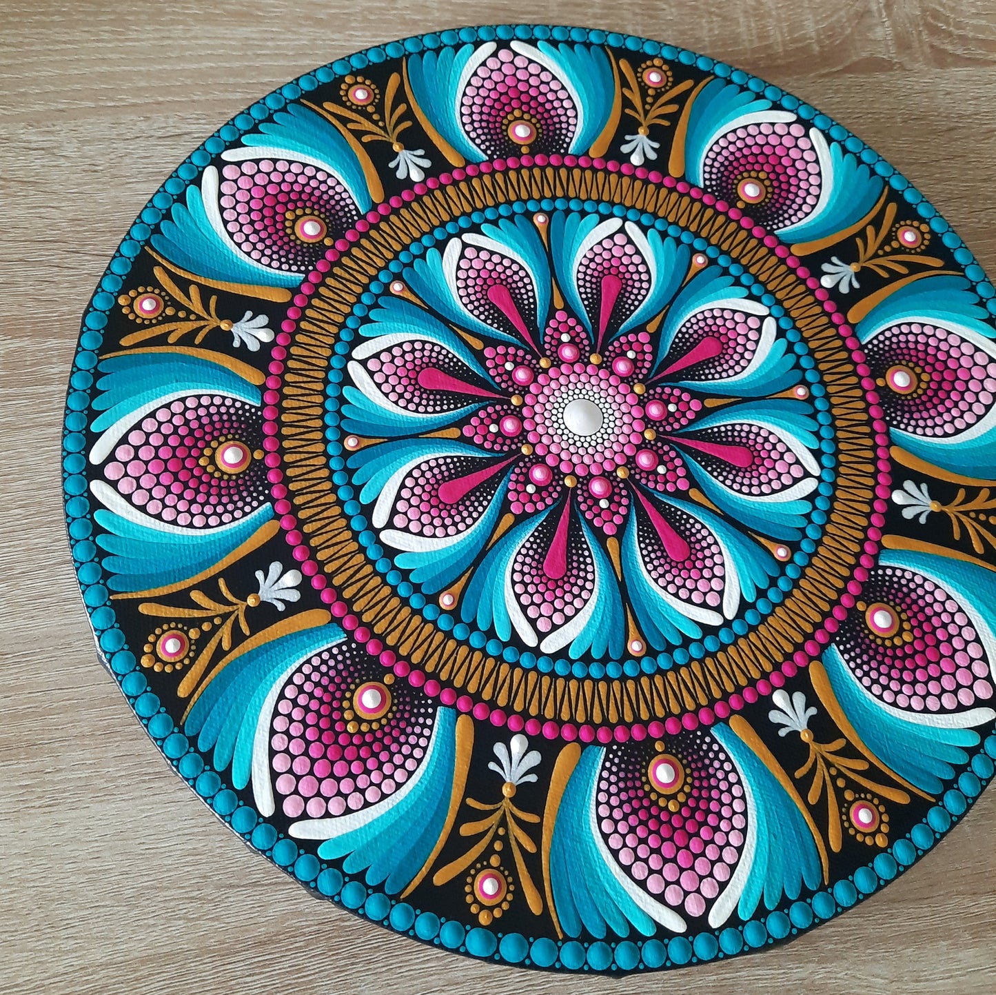 *12" Turquoise & Pink Mandala