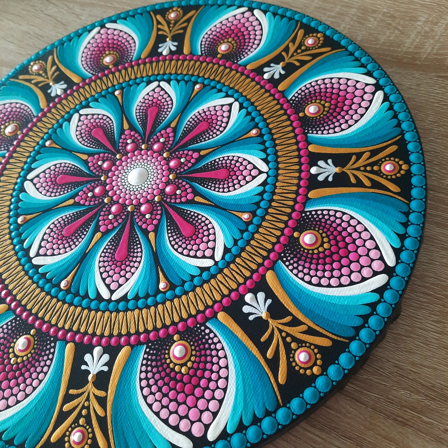 *12" Turquoise & Pink Mandala