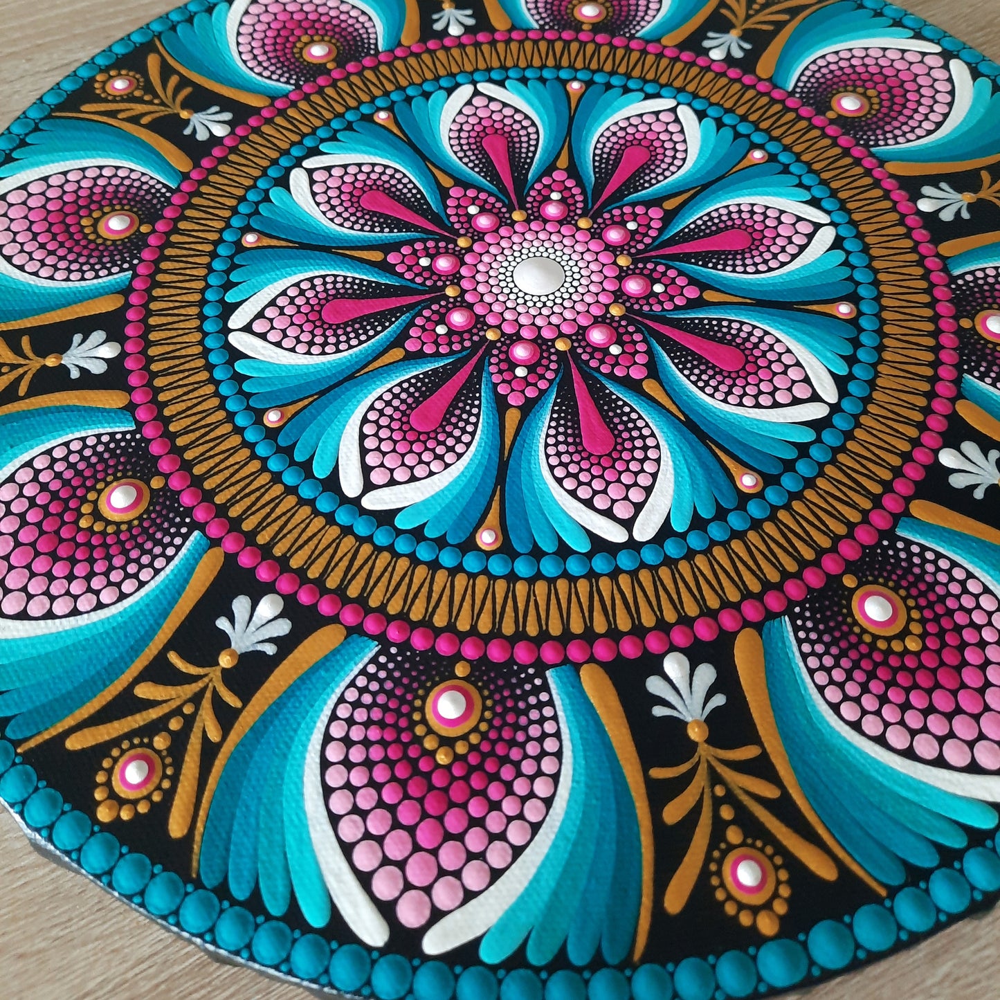 *12" Turquoise & Pink Mandala