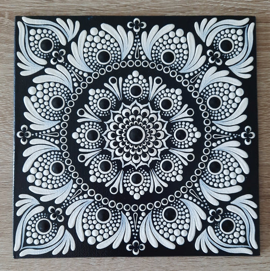 ***6" Black & White Mandala