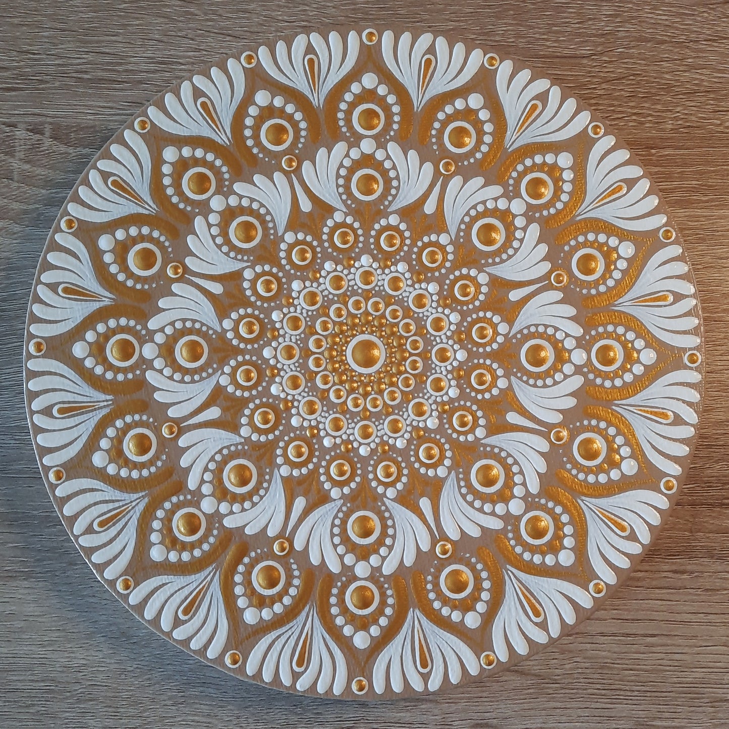 8" White & Gold Mandala