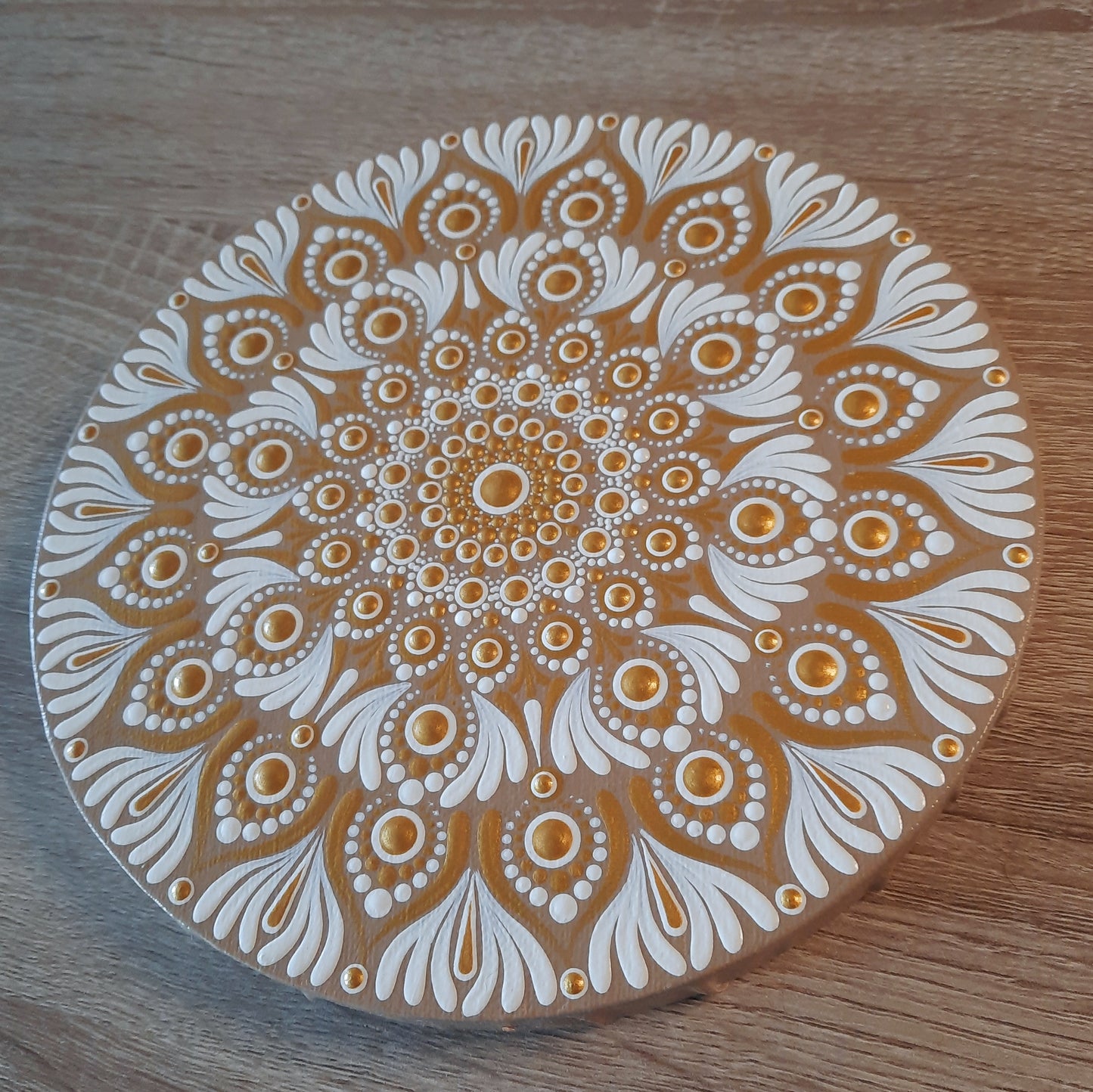 8" White & Gold Mandala