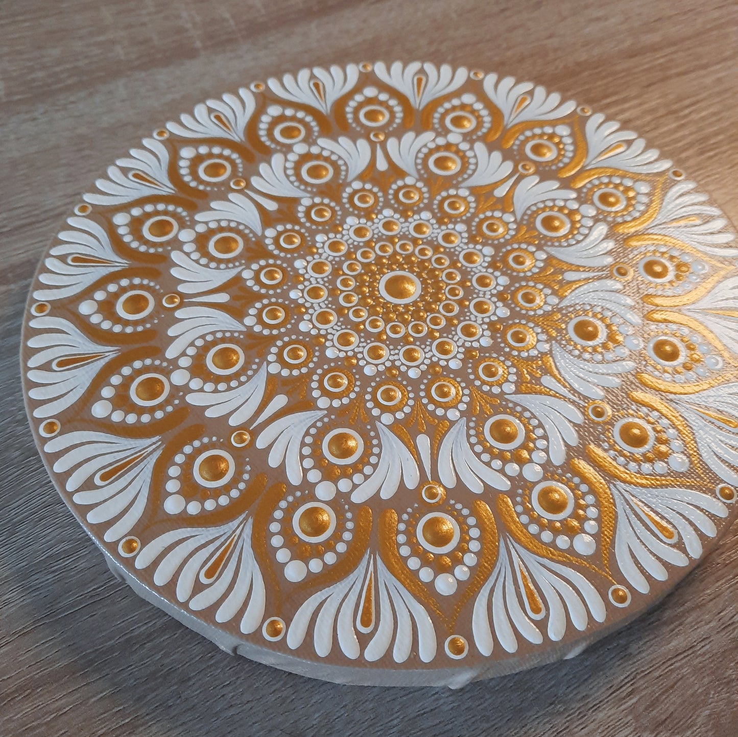 8" White & Gold Mandala