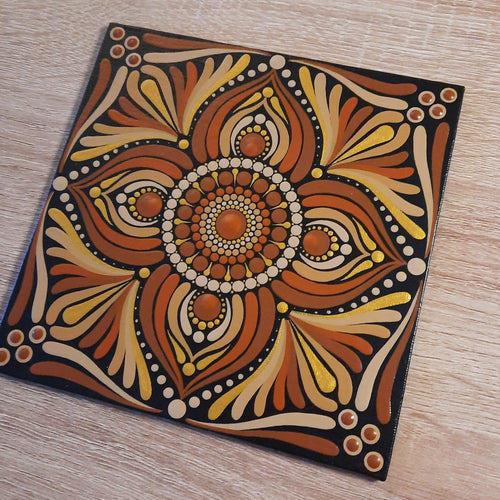 6" Brown Beige Mandala