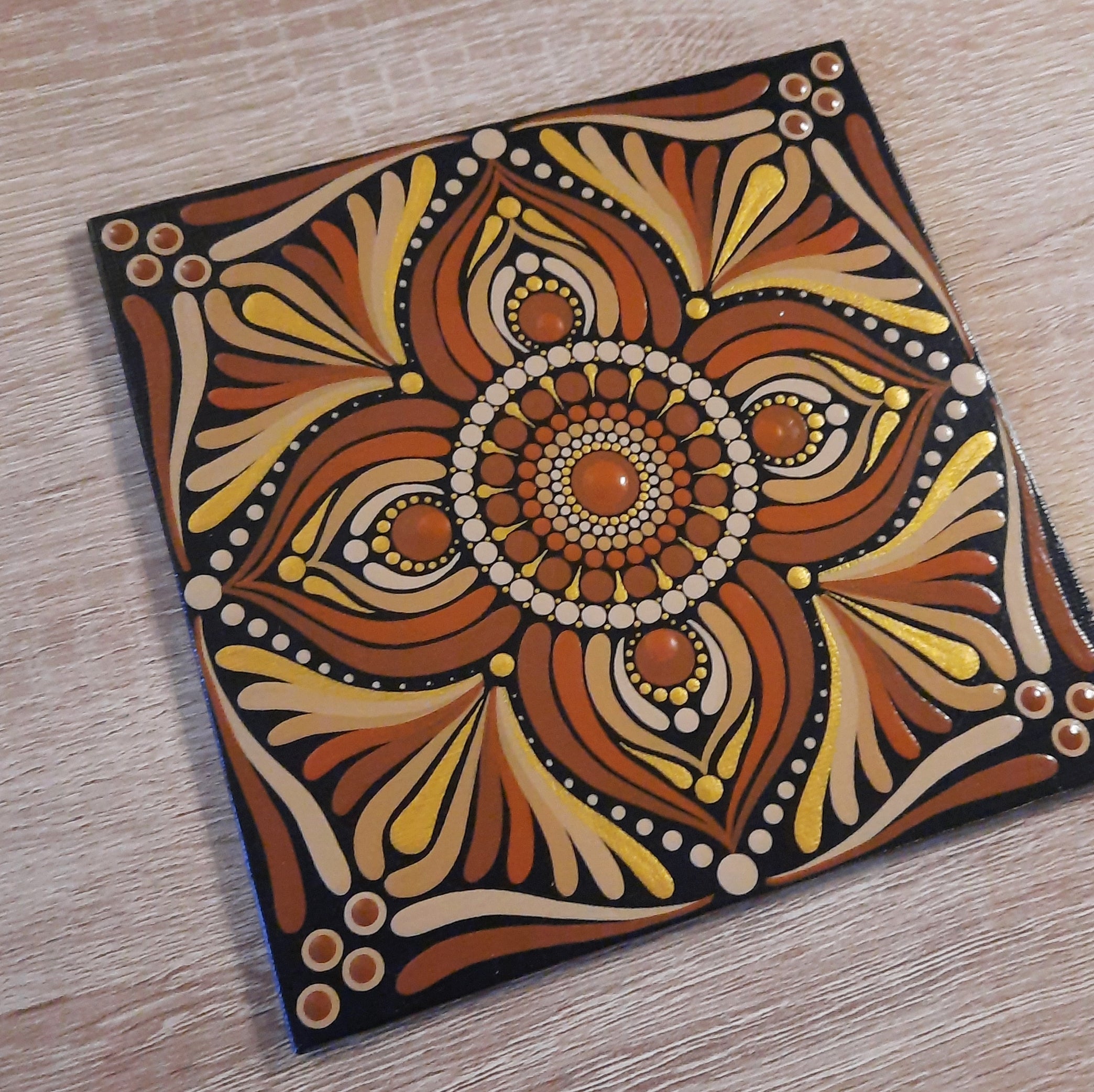 6" Brown Beige Mandala