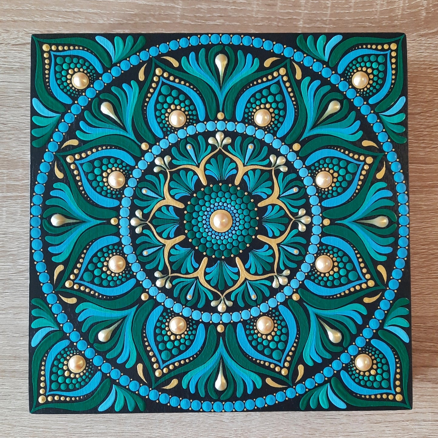 ****8" Blue Green Mandala