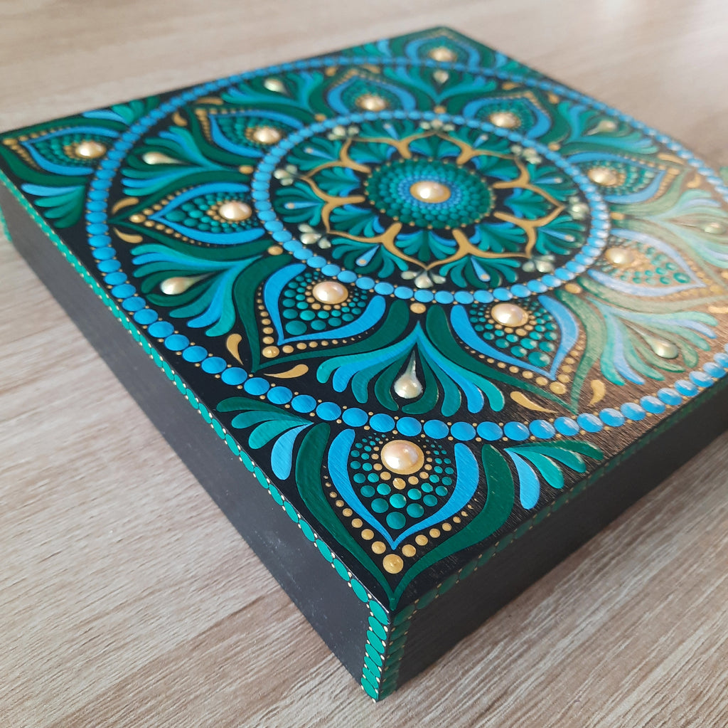 8" Blue Green Mandala