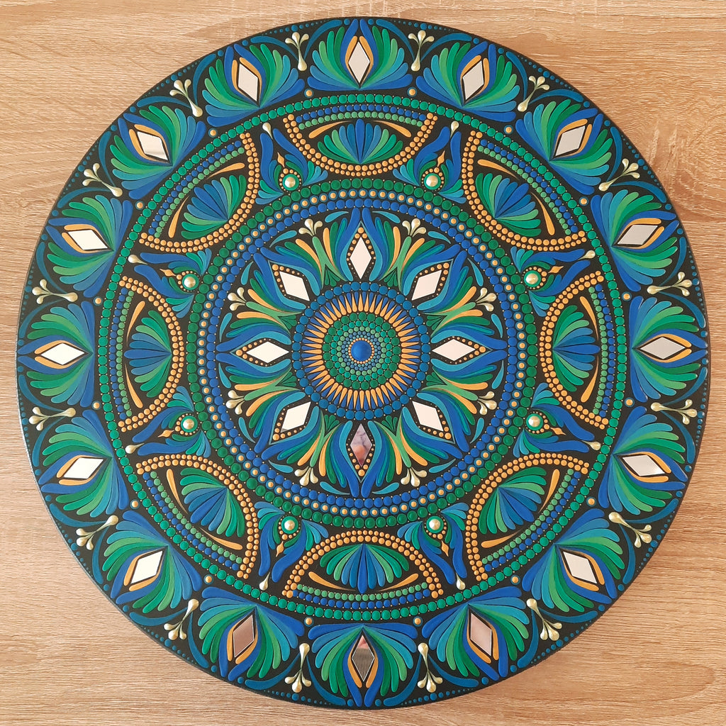 16" Blue Green Mandala