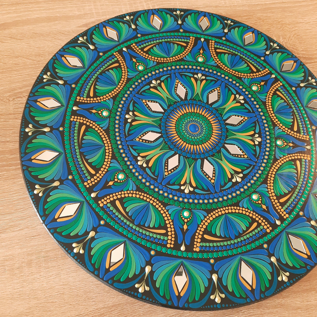 16" Blue Green Mandala