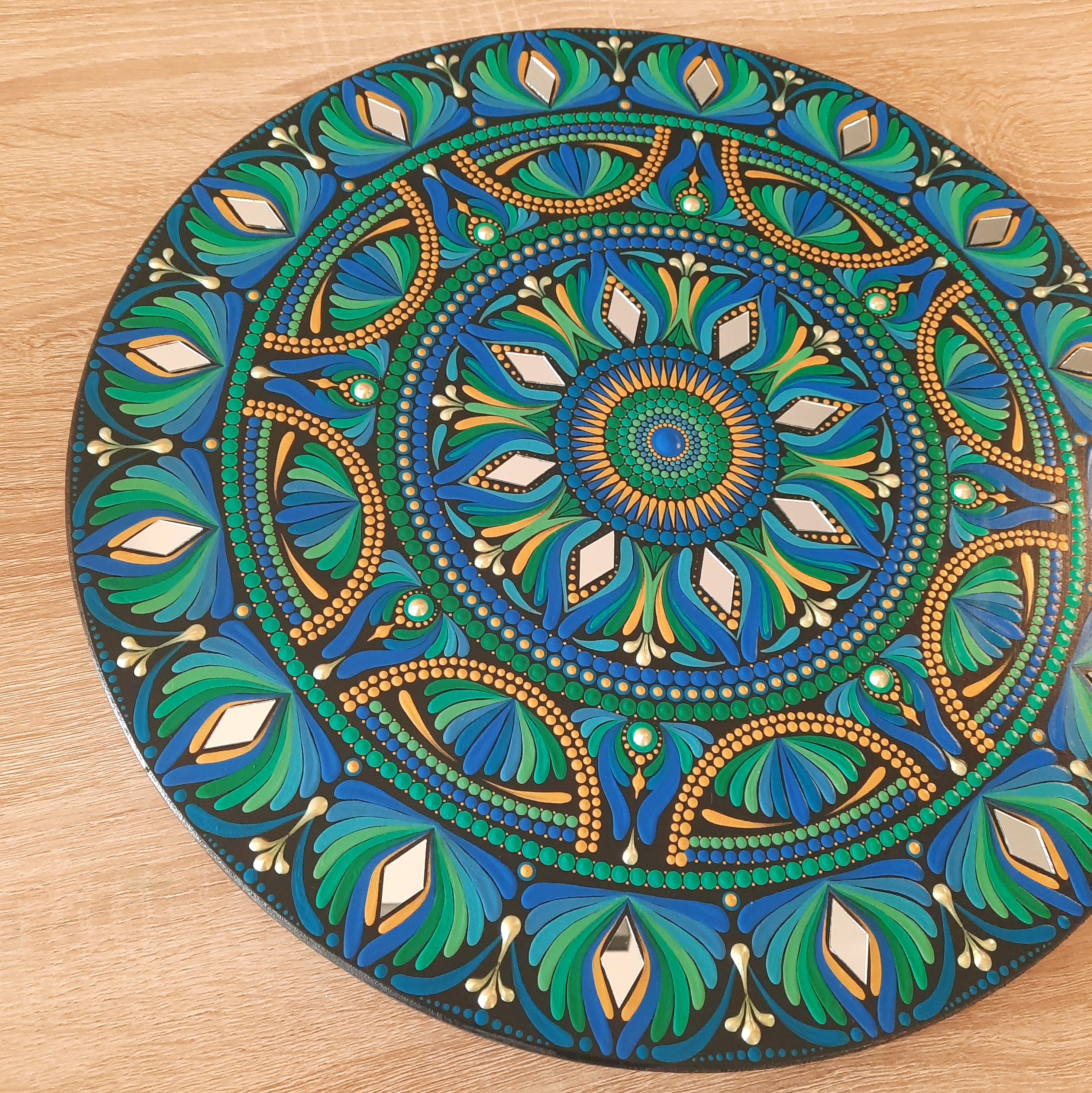 16" Blue Green Mandala
