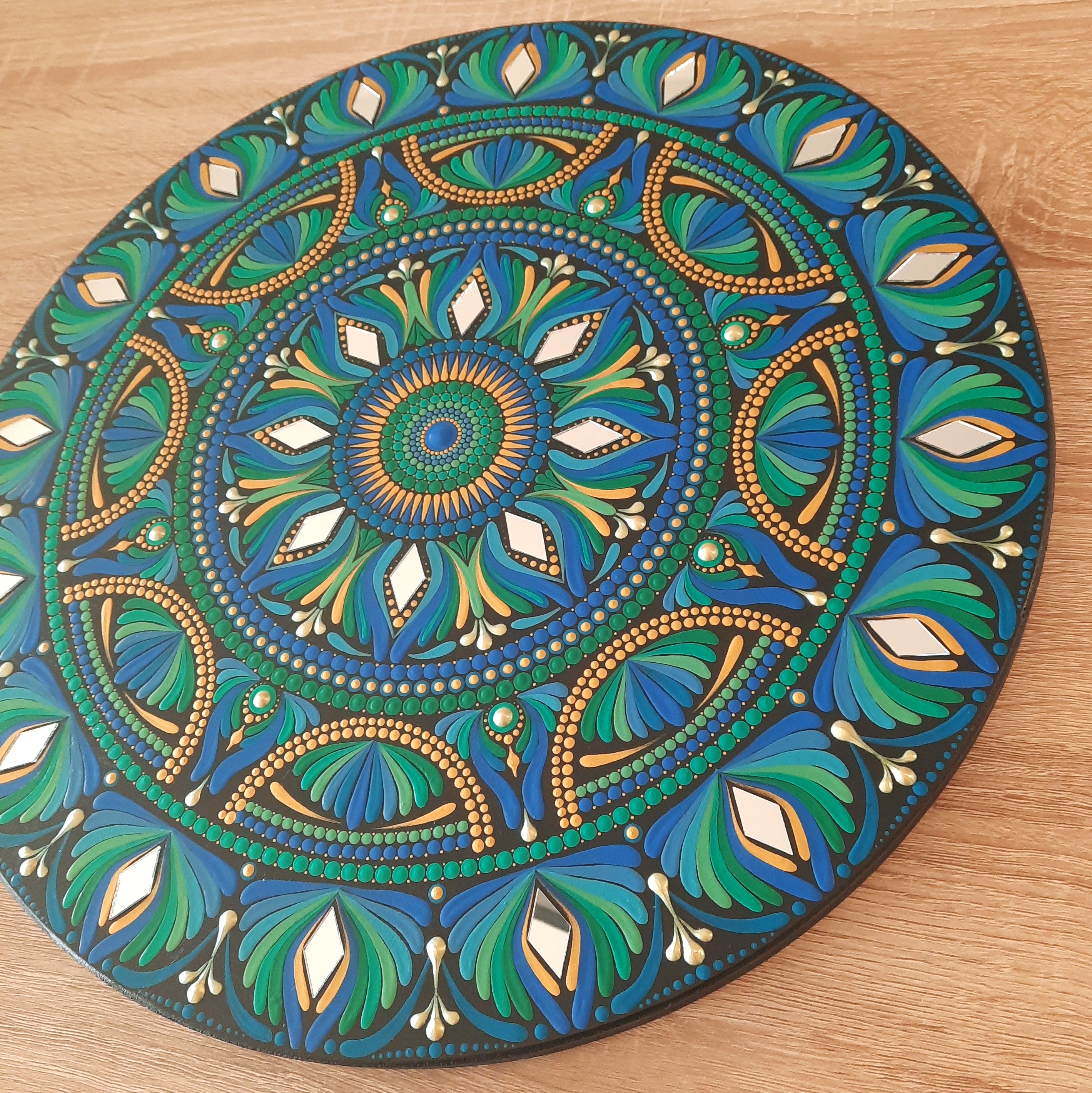 16" Blue Green Mandala