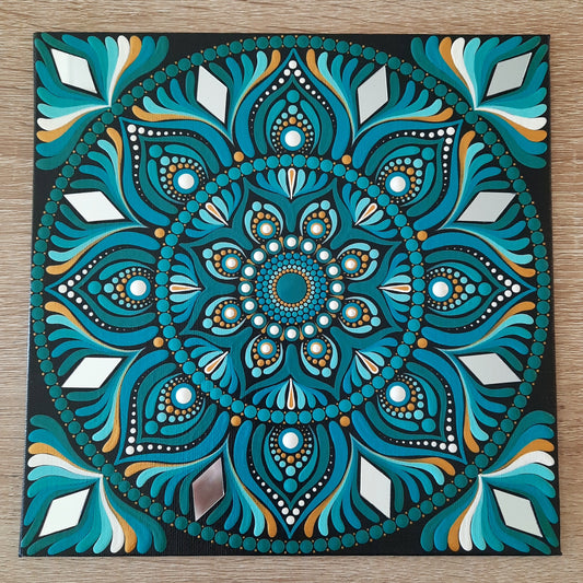 ****8" Turquoise Teal Mandala