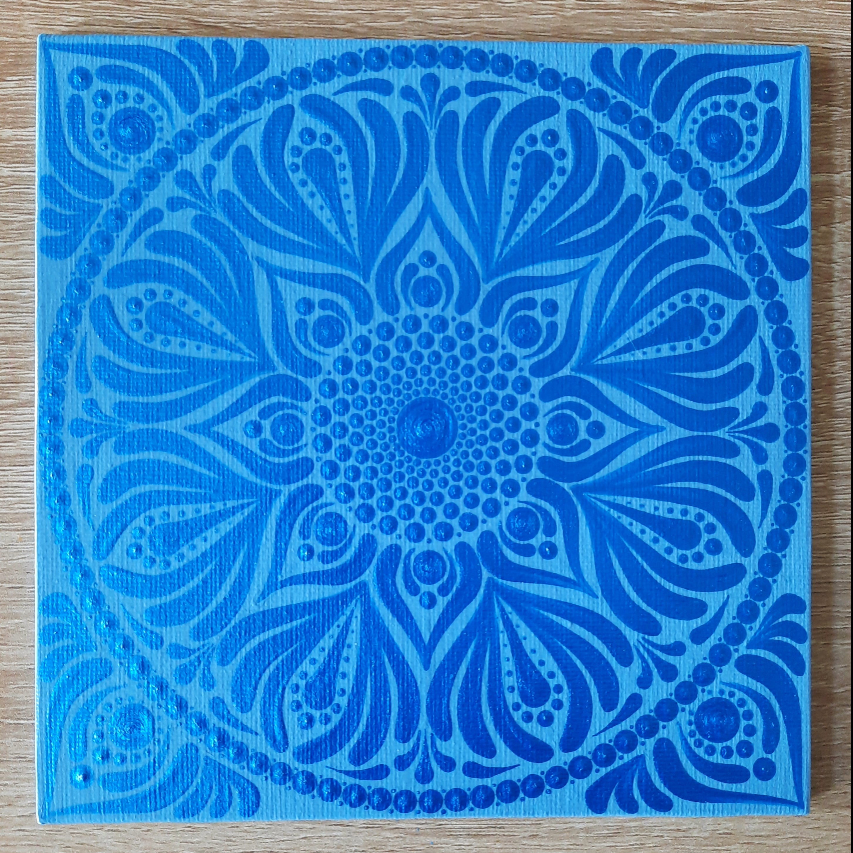 6" Metallic Blue Mandala