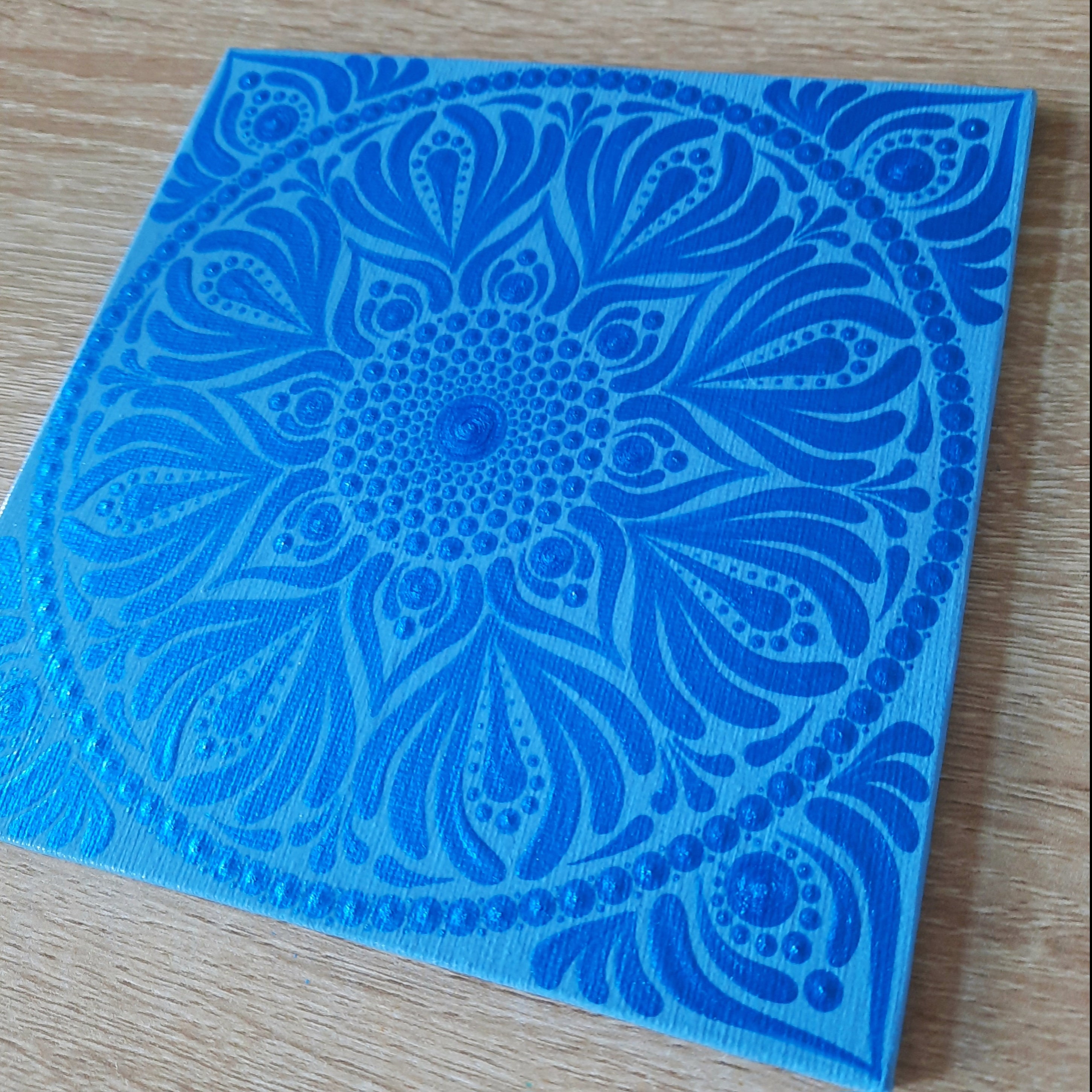 6" Metallic Blue Mandala