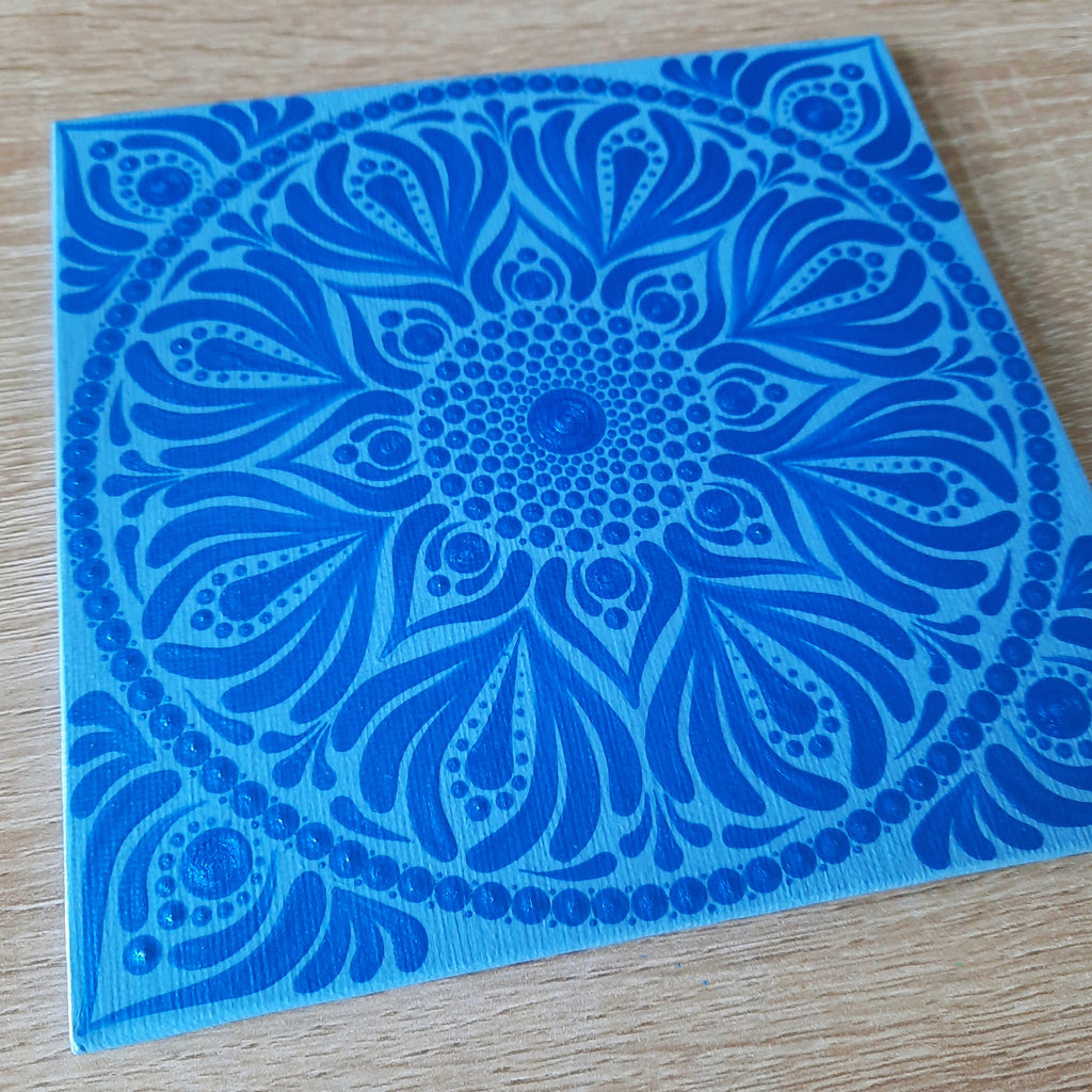 6" Metallic Blue Mandala