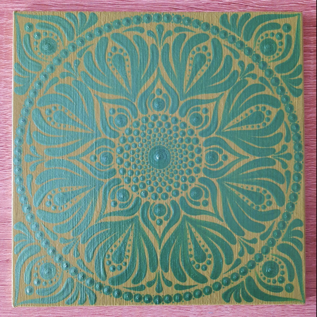 6" Metallic Green Mandala
