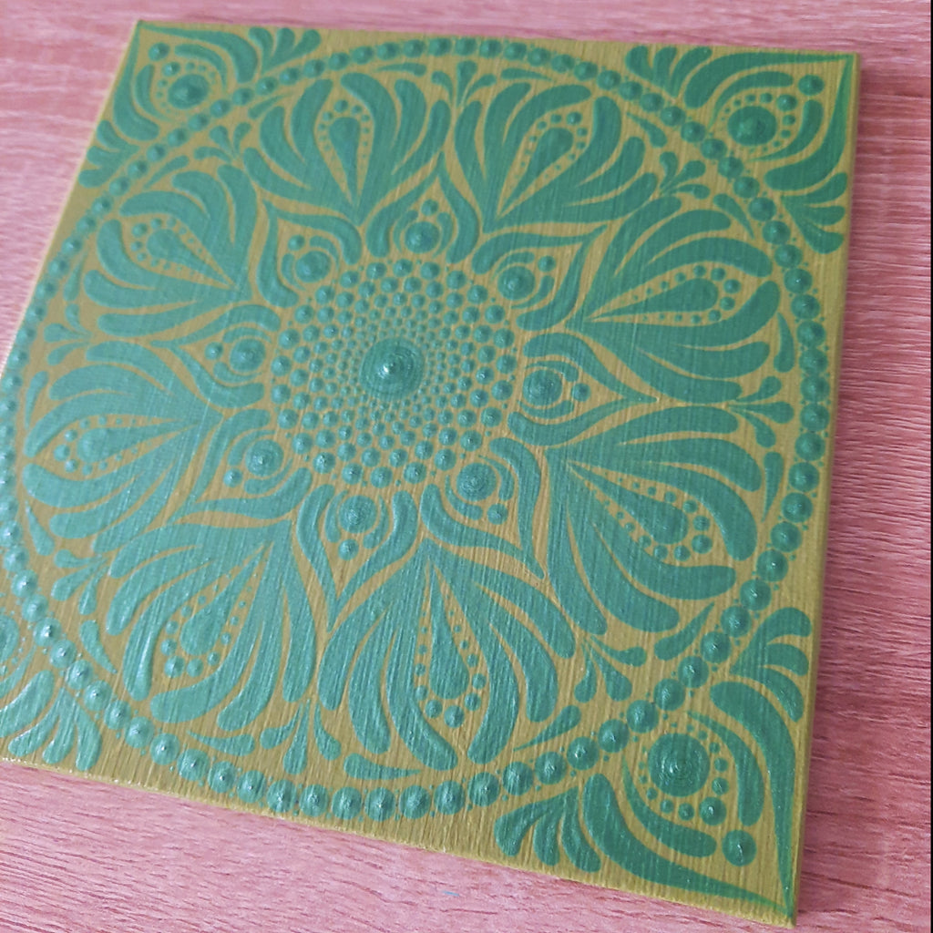 6" Metallic Green Mandala