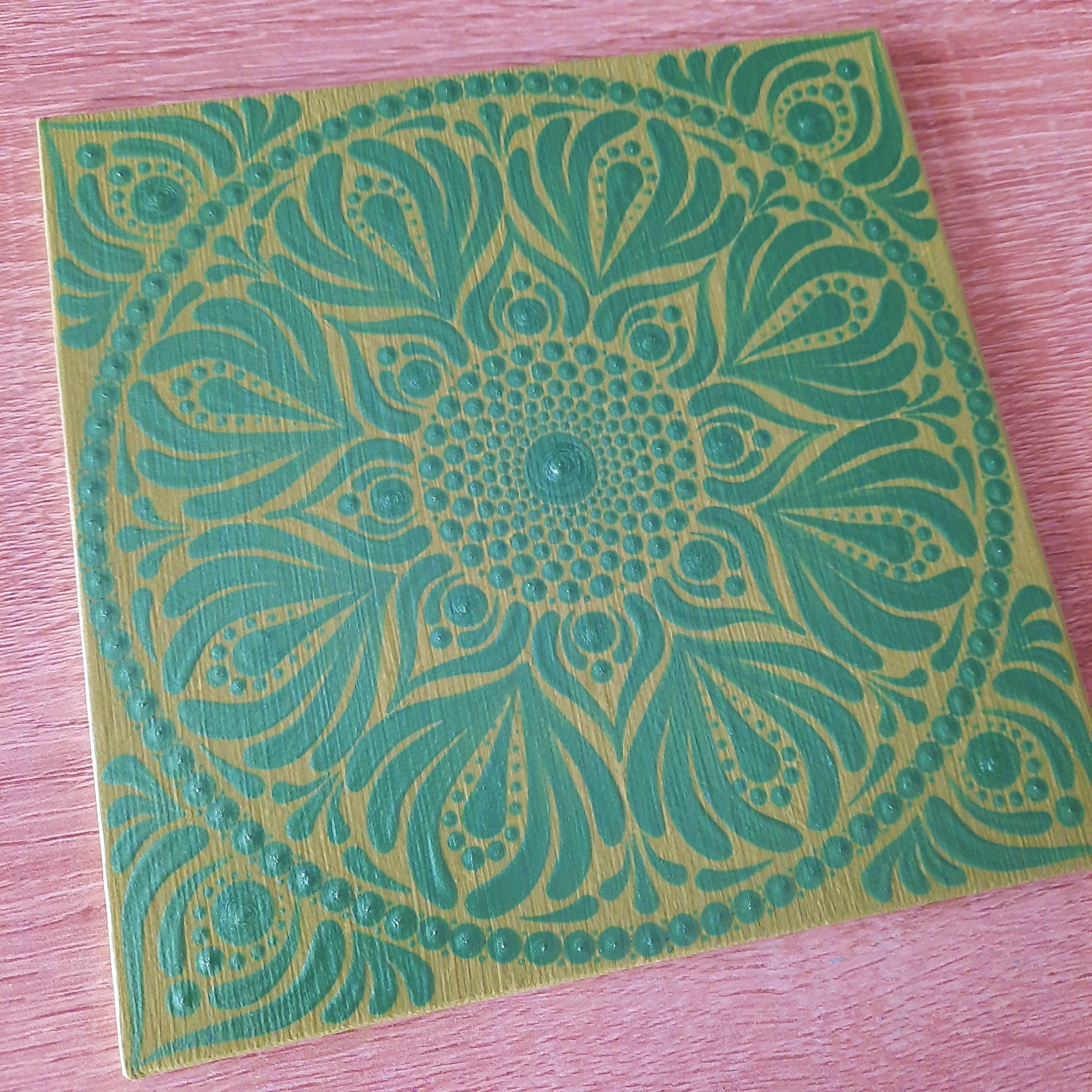 6" Metallic Green Mandala