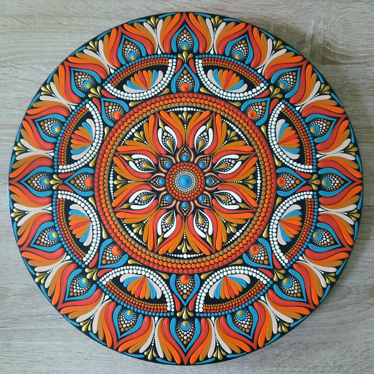 16" Teal & Rust Mandala