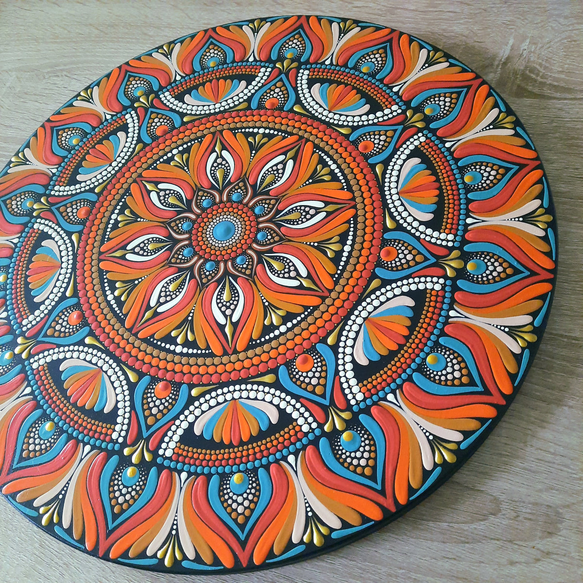 16" Teal & Rust Mandala