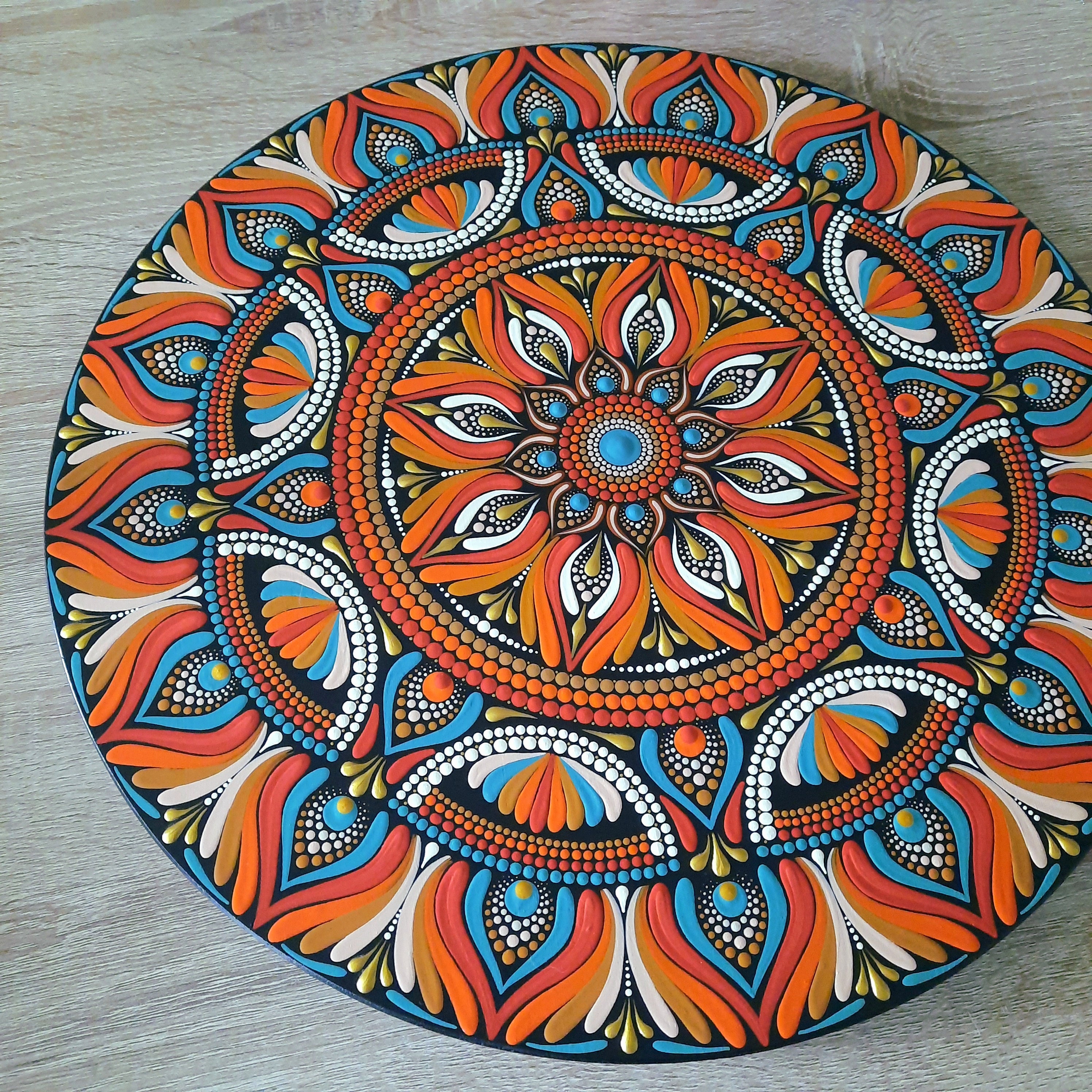 16" Teal & Rust Mandala