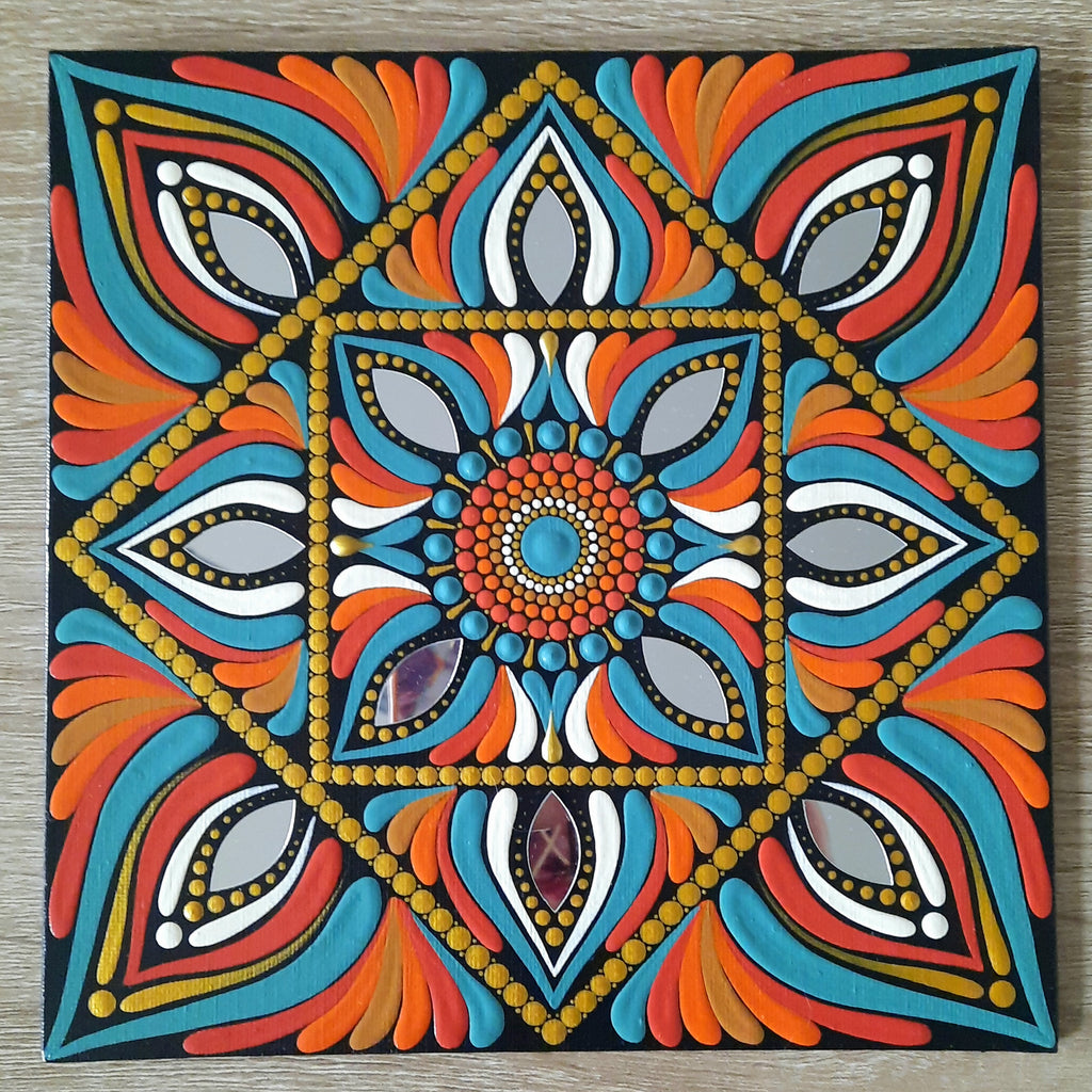 8" Teal & Rust Mandala