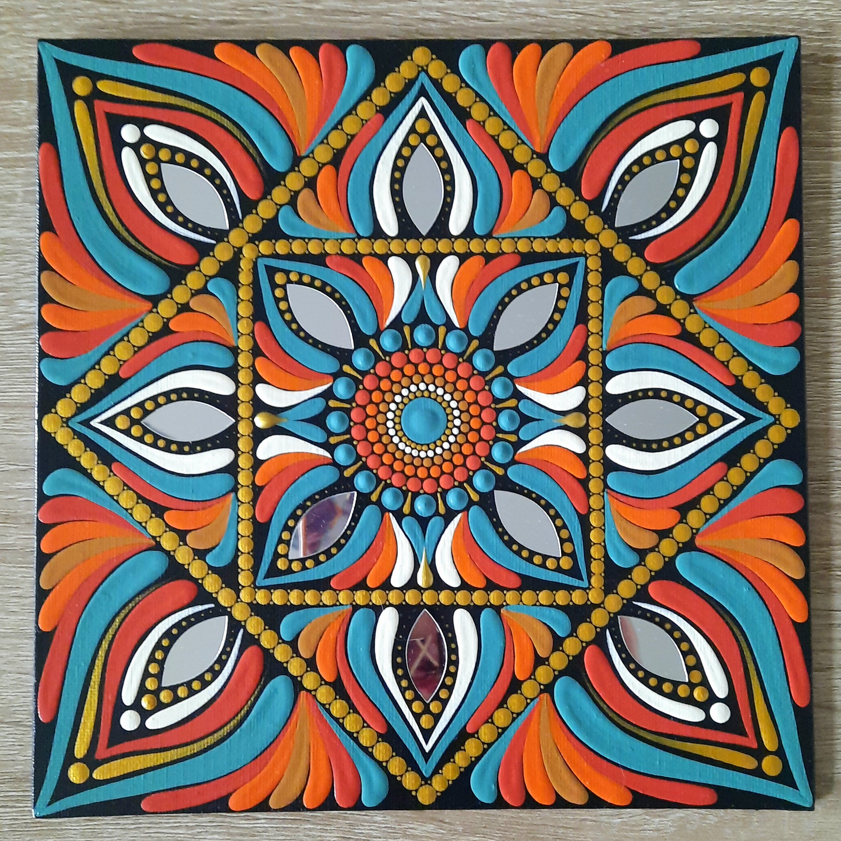 8" Teal & Rust Mandala