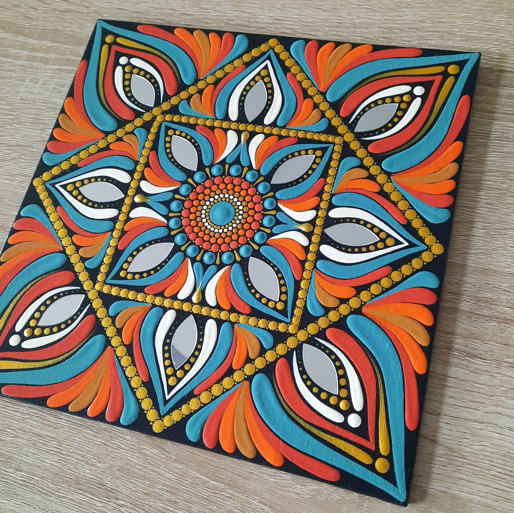 8" Teal & Rust Mandala
