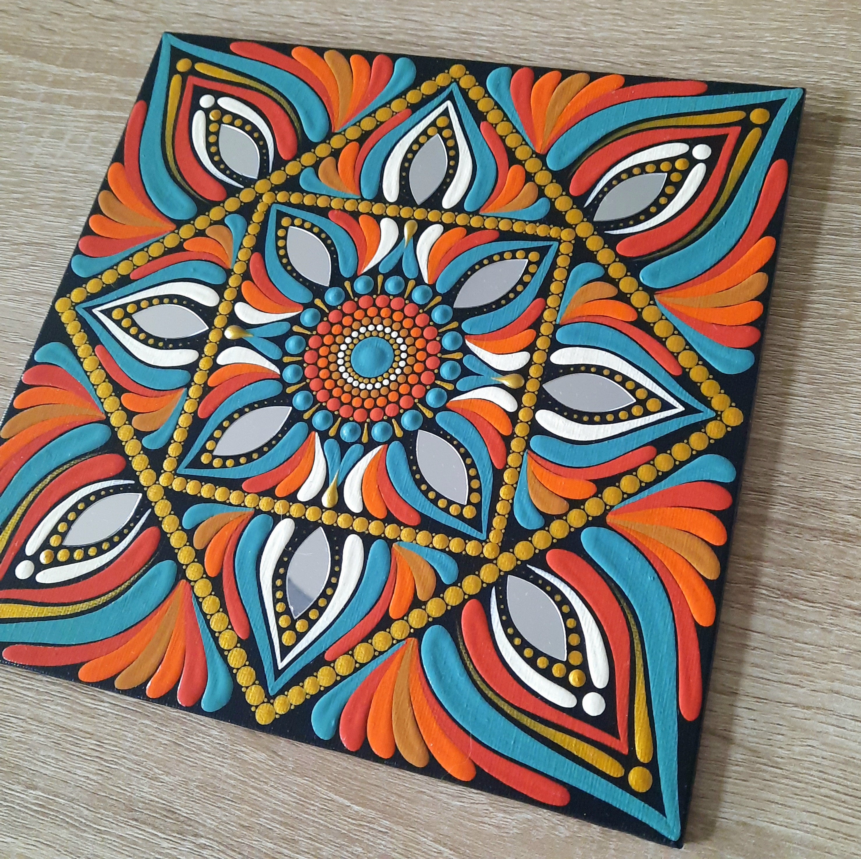 8" Teal & Rust Mandala