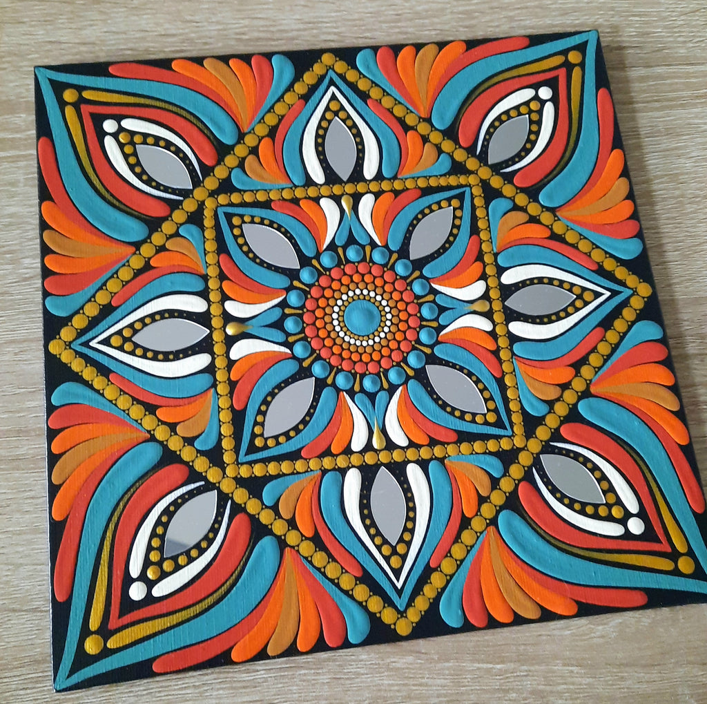 8" Teal & Rust Mandala