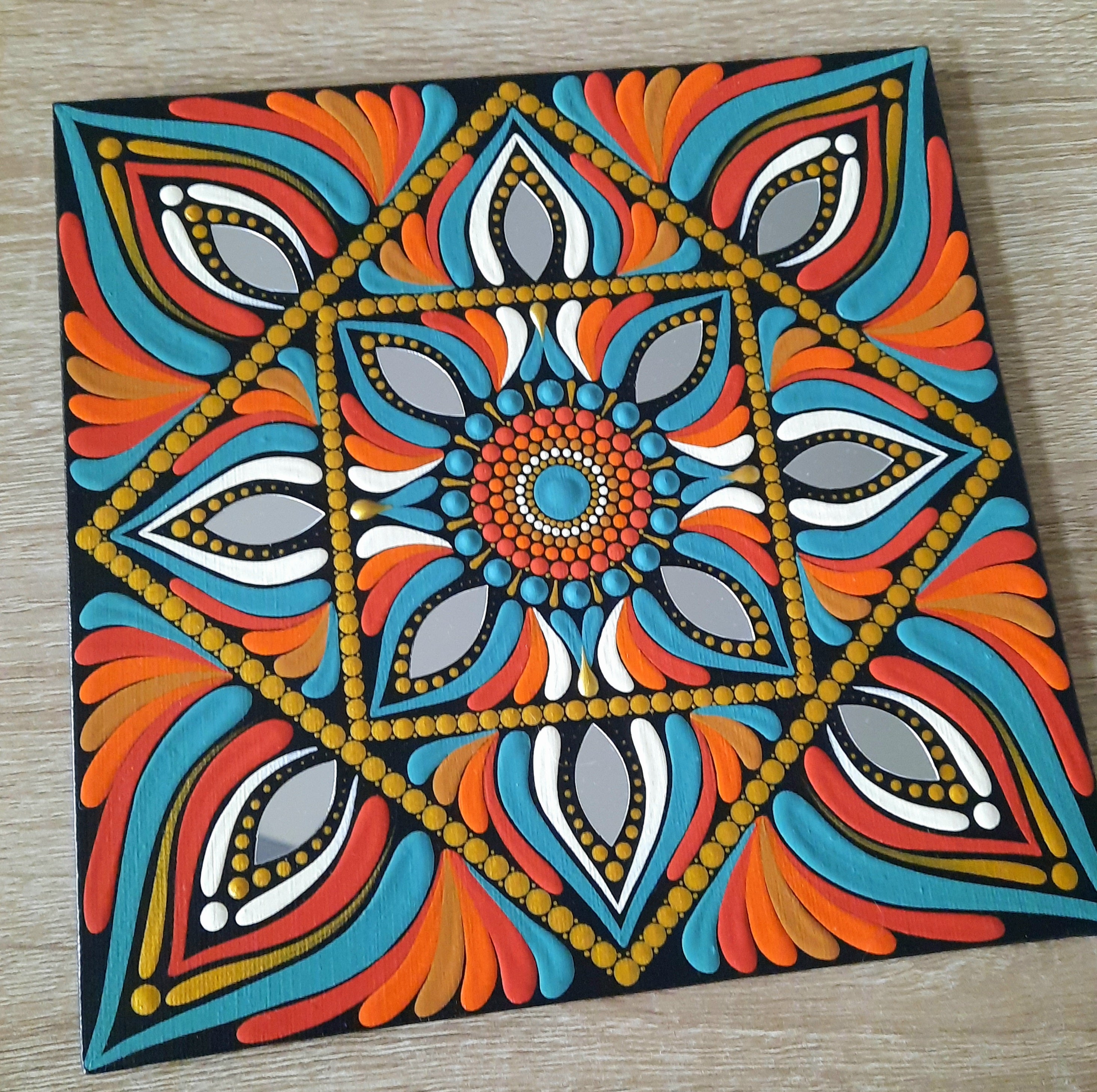 8" Teal & Rust Mandala