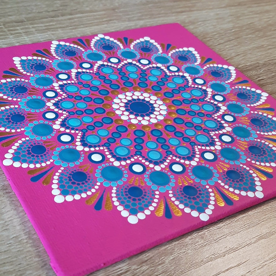 6" Pink & Turquoise Mandala