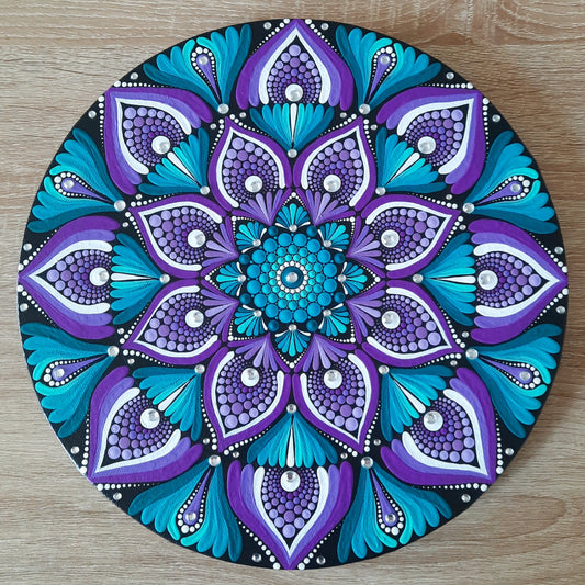 *12" Turquoise & Purple Mandala