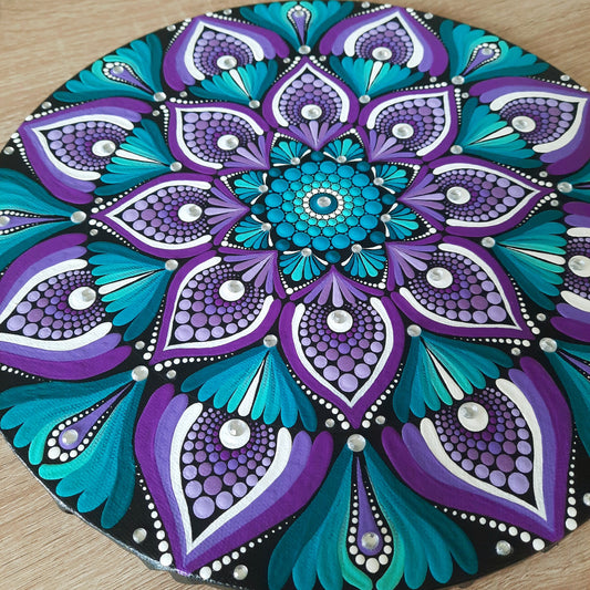 *12" Turquoise & Purple Mandala